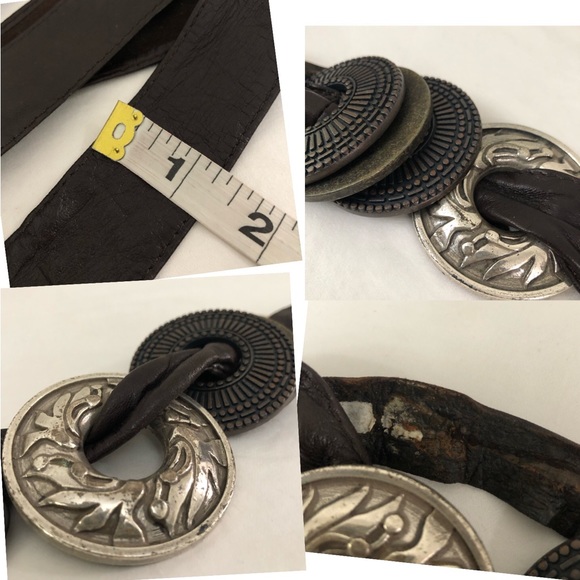 Vintage Sz S Genuine Leather Chocolate Brown Belt - Picture 10 of 12